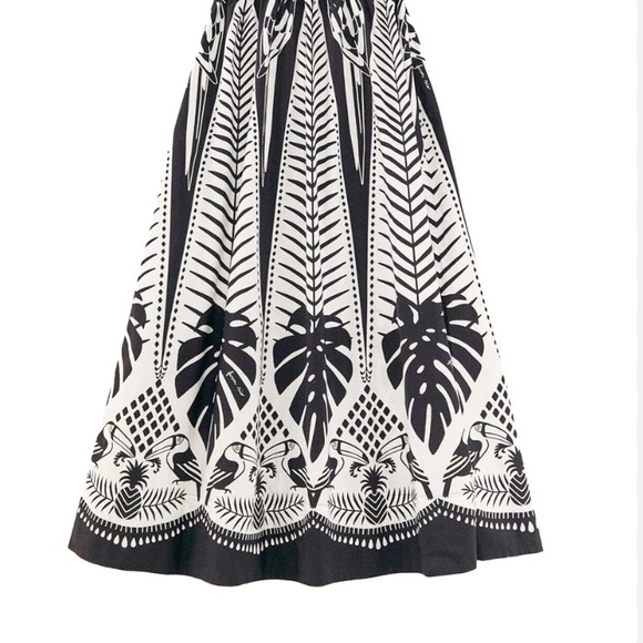 NWT Farm Rio: Anthropologie Farm Rio Macaw Elegance Black Cotton Maxi Dress - Picture 7 of 8